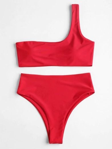 Social ZAFUL • Conjunto de Biquíni Cintura Alta com Ombro Único