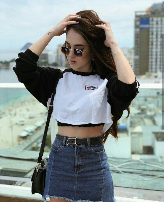 Social Look de saia jeans