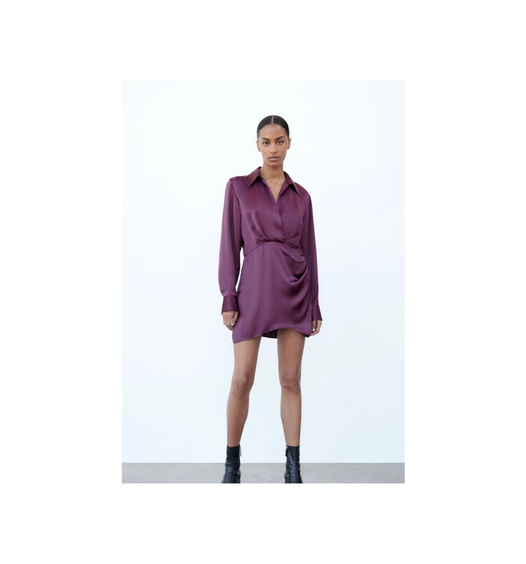 Moda SHORT SATIN EFFECT DRESS - Dark eggplant