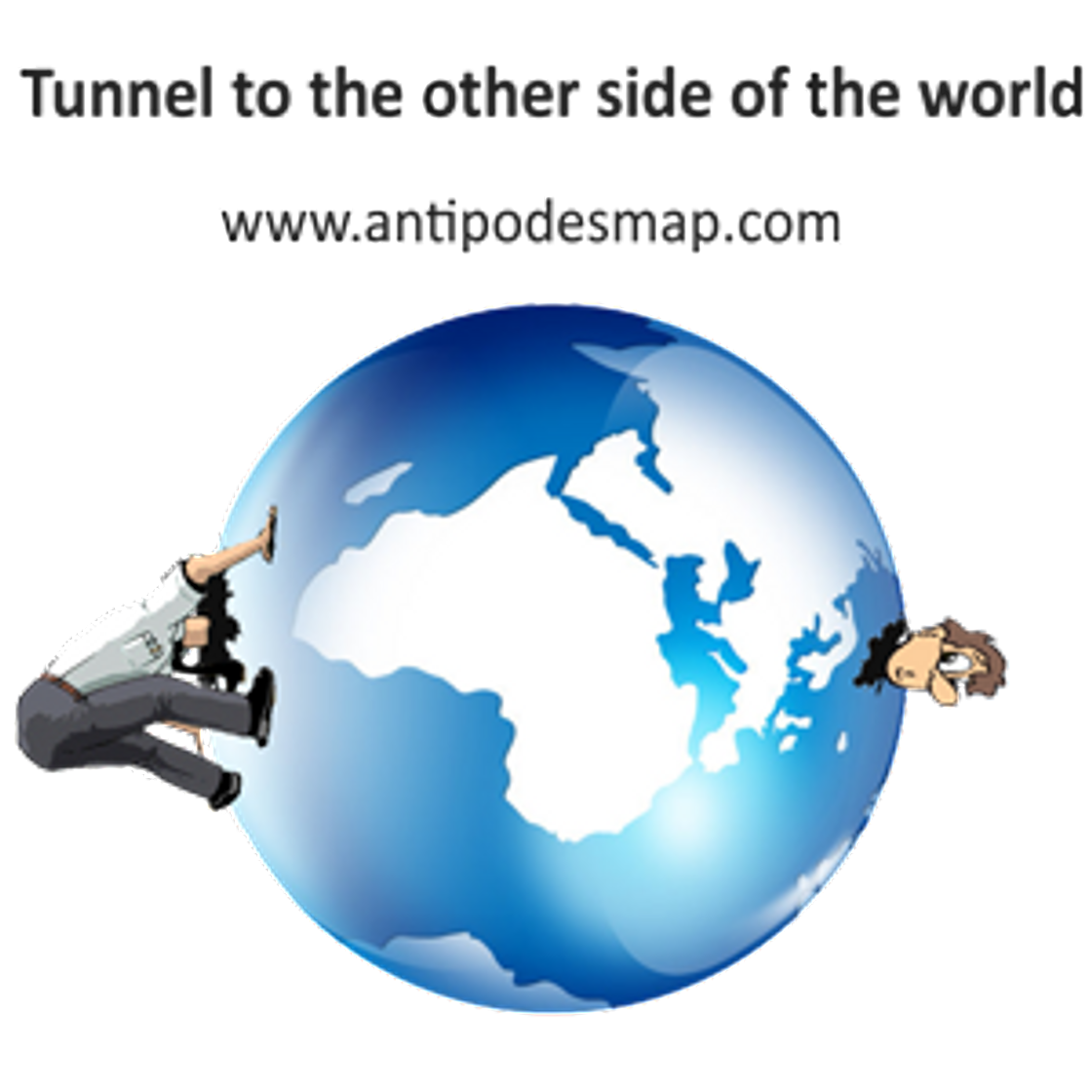Antipodes Map - Tunnel to the other side of the world