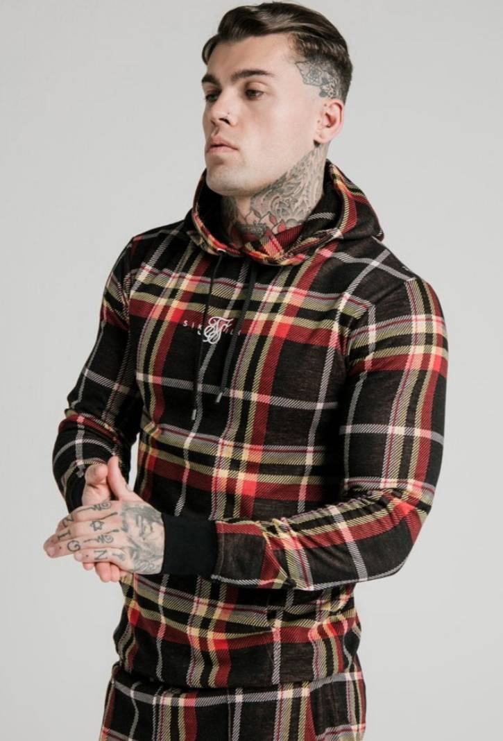 Social SikSilk Smart Overhead Hoodie – Multi Grain Check

