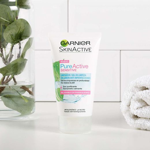 Garnier Skin Active Pure Active Sensitive Limpiador de poros sin Jabón Anti-Imperfecciones