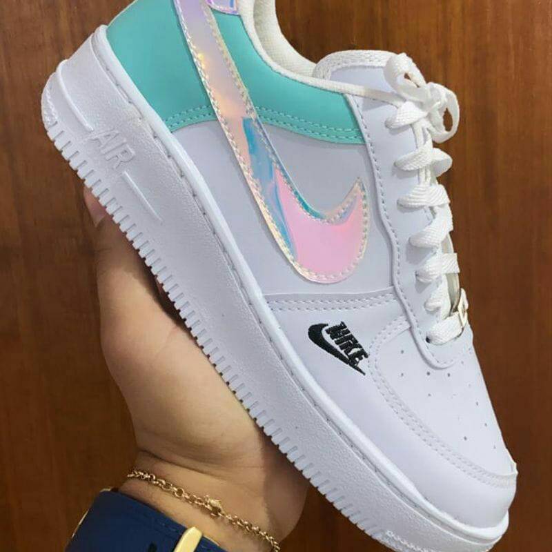 Moda Tenis Nike Air Force Utility Branco/Colorido Feminino 50% Off - Enjoei