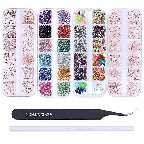 Belleza NICOLE DIARY Kit de decoración de uñas con pinzas curvadas para pestañas