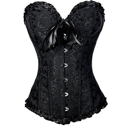 Social FeelinGirl Vintage Brocado Encaje con Cremallera y Cinta Ajustable Corsé para Mujer