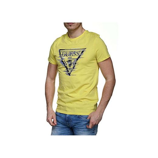 GUESS Camiseta de Manga Corta Yellow Men con Logo - S