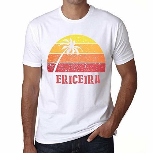 Hombre Camiseta Vintage T-Shirt Gráfico ERICEIRA Sunset Blanco