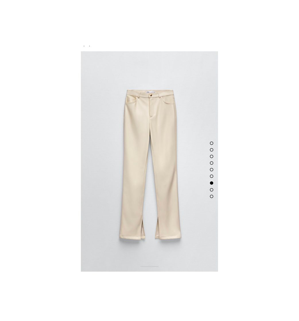 Moda FAUX LEATHER FLARED SLIM PANTS - Ecru