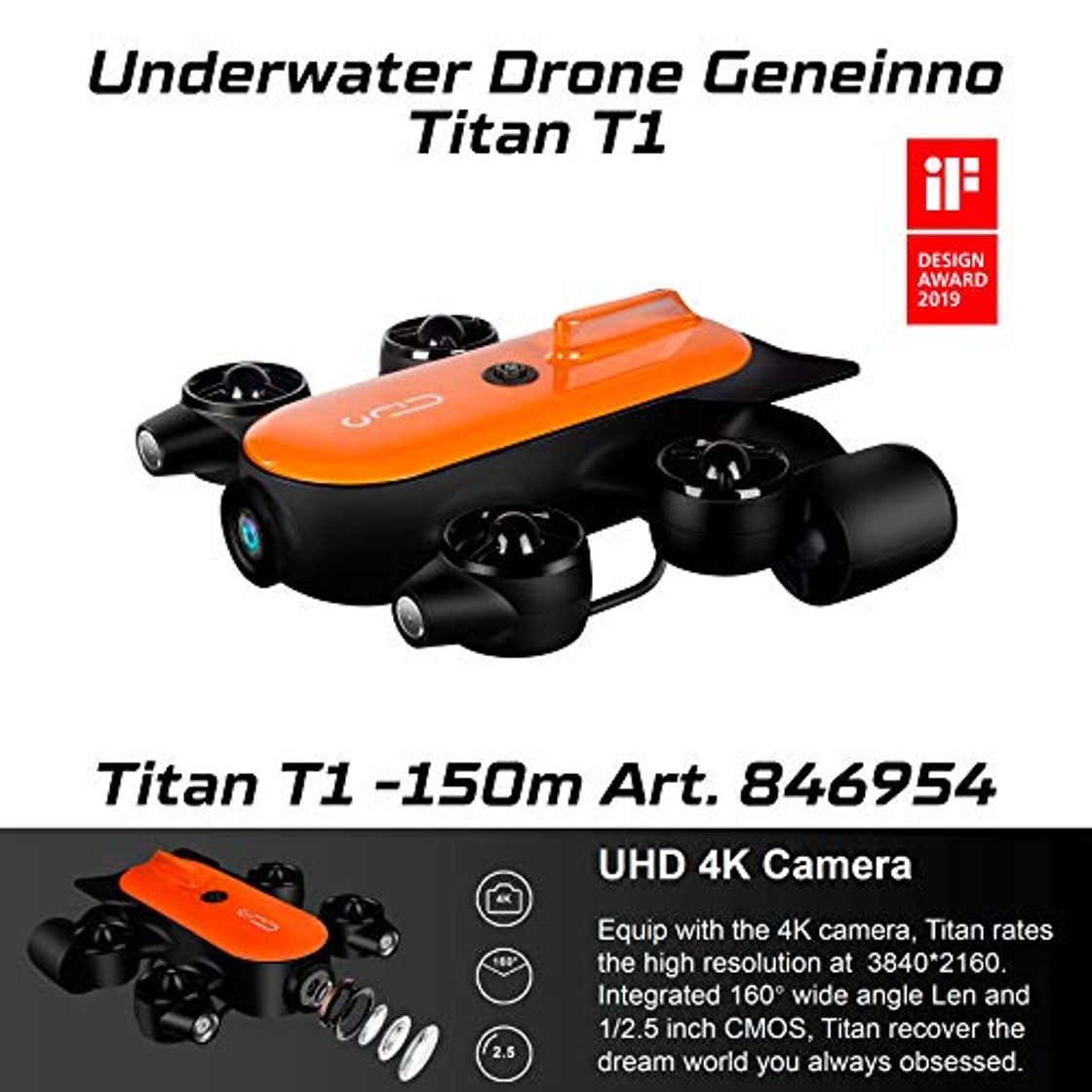 Producto Geneinno Drone Submarino Con Rendimiento Potente Titan 150 Metros T6T