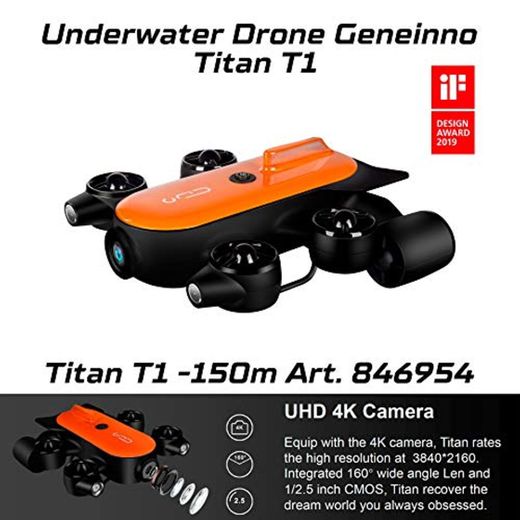 Geneinno Drone Submarino Con Rendimiento Potente Titan 150 Metros T6T