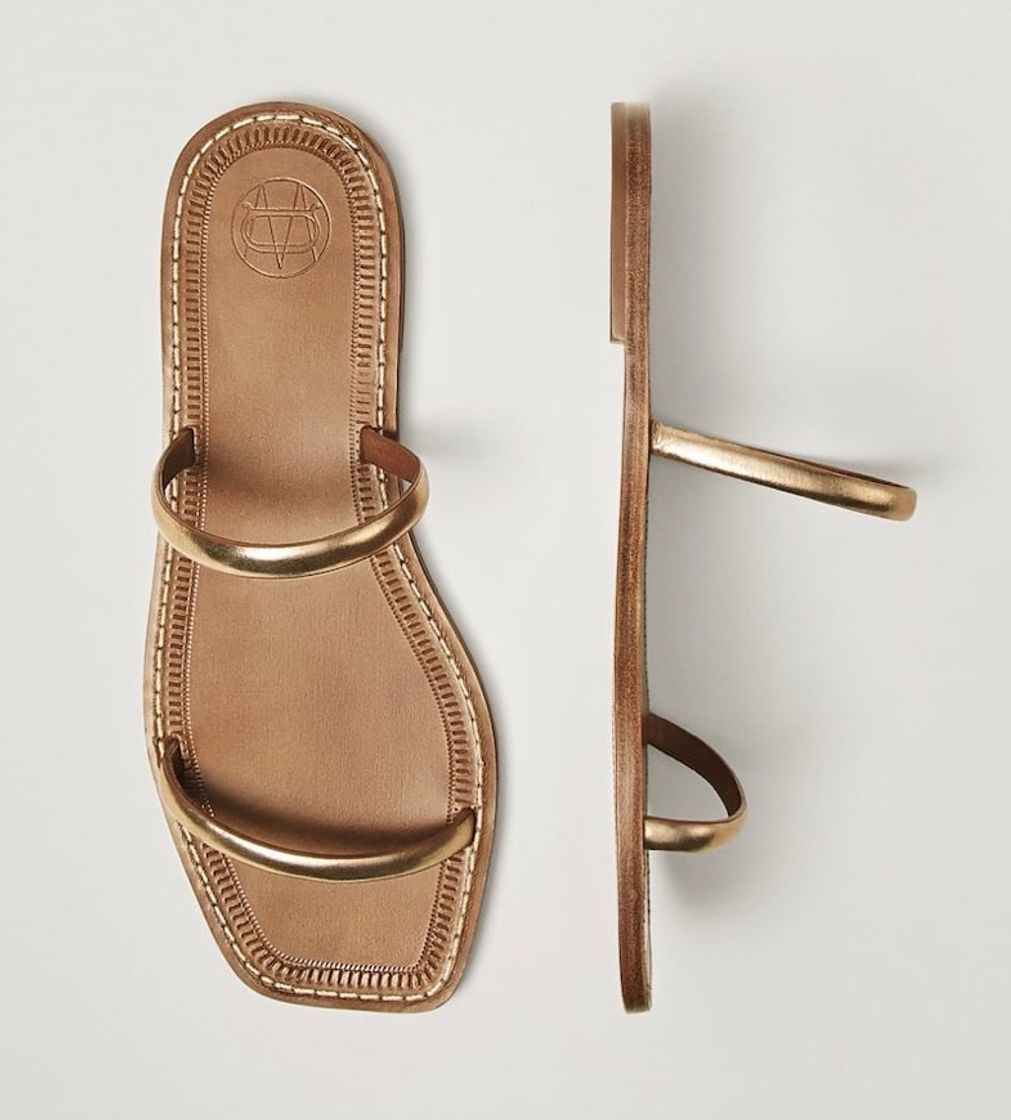 Social Chinelas de Tiras Douradas Massimo Dutti
