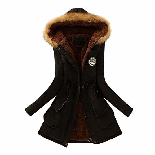 Fashion Overdose Chaqueta con Capucha Larga del Cuello De Piel De Las Mujeres