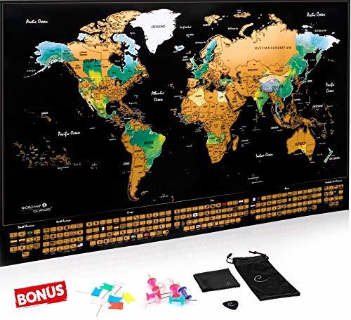 Producto Escapades, Mapa mundi rascar XXL, edición original con las banderas de todos