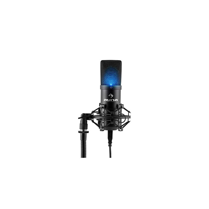 Social auna MIC-900B LED • Micrófono condensador USB • Patrón polar cardioide •