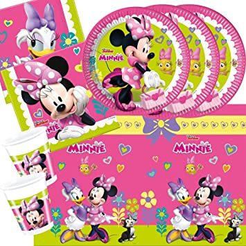 Disney - Pack de fiesta reciclable Minnie: mantel, platos, vasos, servilletas