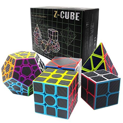 Fibra del Carbón Cubo mágico cajas de regalo Set 2x2x2，3x3x3，Meganminx ，Skewb ，