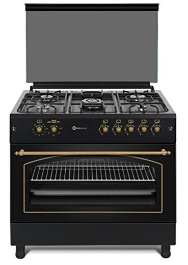 Cocina SolThermic F9L50G2-N PANORÁMICA de color Color Negro Rústico con Tiradores