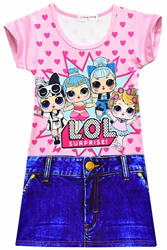 Producto Surprise Doll niños Chica Vestidos de Verano Casual Cuello Redondo T-Shirt Camiseta