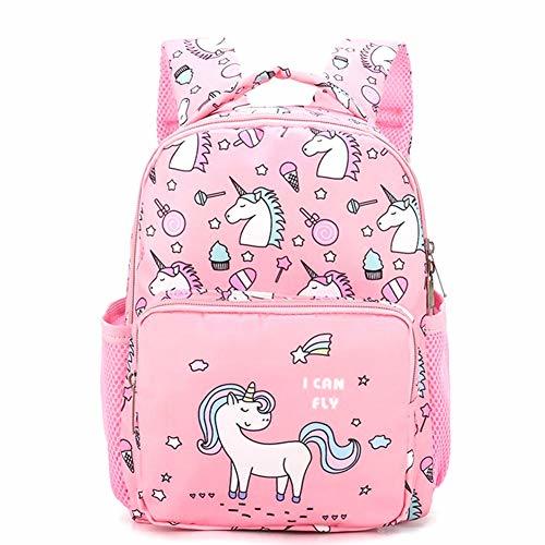 Producto zhongjiany Kindergarten Unicorn Girls Niños Mochilas Escolares Mochilas para Libros 2-5 años(Pink)