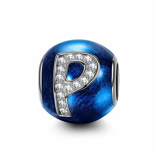 Productos NINAQUEEN Charm Encaja con Pandora Carta P Azul Regalos Mujer Originales Plata