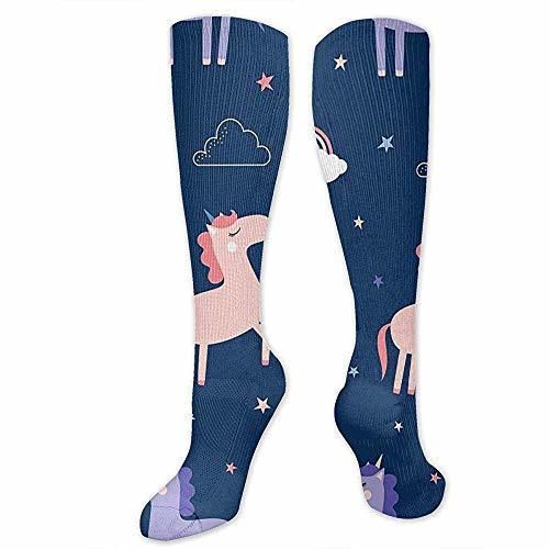 PPPPPRussell Novelty Socks Calze alte al ginocchio Calze a compressione unicorno magico