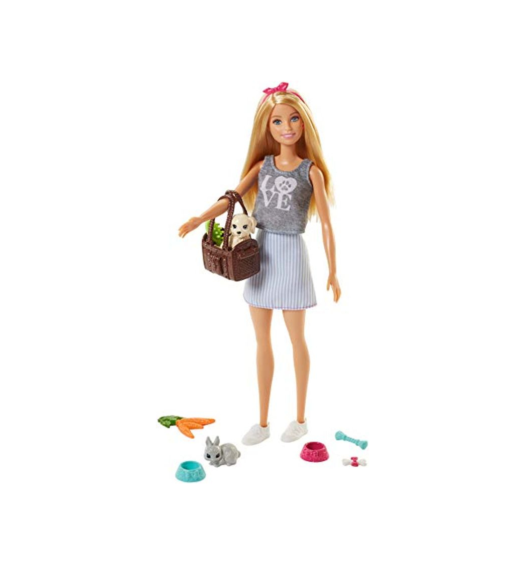 Productos Barbie Vamos de picnic Muñeca con animales y accesorios, juguetes 3 años,