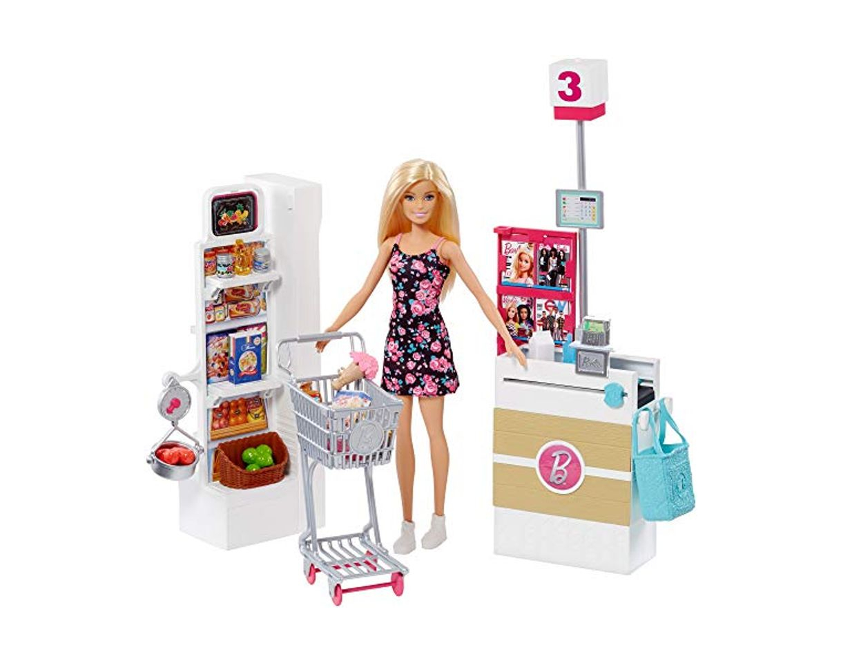 Producto Barbie- Supermarché Muñeca vamos al supermercado con accesorios, Multicolor