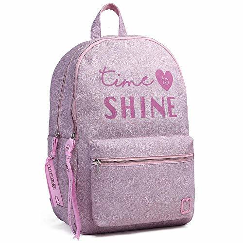 Lugar Marshmallow Glitter - Mochila Escolar Rosa Brillante, 2 Compartimentos y 1 Bolsillo