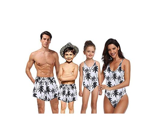 Loalirando Traje de Baño Familiar Bañador de Familia Verano Bikini Floral de 1 Pieza y Pantalones de Padres y Niños