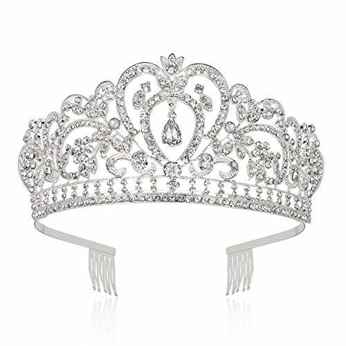 Place Makone Tiara Corona de Cristal con diamantes de imitación peine para corona