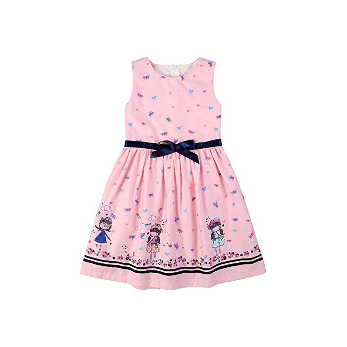 Social BOBORA Vestidos de Niña Verano Vestido de Algodón sin Mangas Falda para