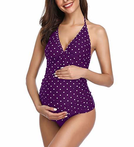 Lugar Traje de baño de Maternidad Verano Mae triángulo Halter Bikini Violeta con