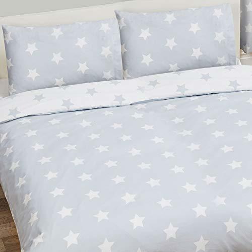 Product Funda de edredón y almohada con diseño de estrellas gris y blanco