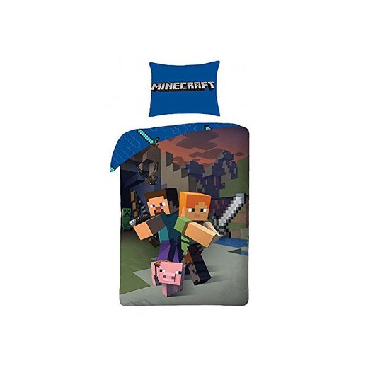 Juego de ropa de cama infantil con diseño de Minecraft