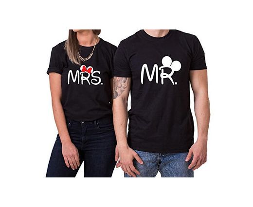 Mister Misses Partnerlook Camiseta de los Pares Dulce para Parejas como Regalos,