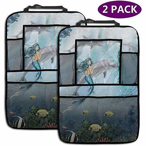 W-wishes Girl Underwater Dolphins and Mermaid Kids Asiento Trasero Organizador del Coche