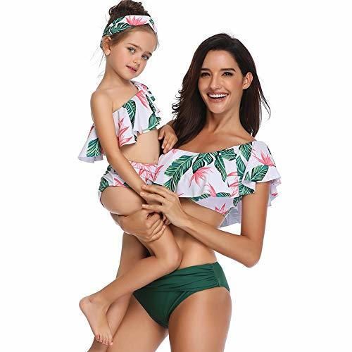 FeelinGirl Madre e Hija Bikini de 2 Piezas Volantes Estampado Floral Bañador
