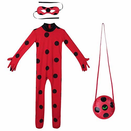 Product URAQT Drisfraz Lady Bug Vestido Infantil Niñas Costume Rojo Cosplay de Disfraz