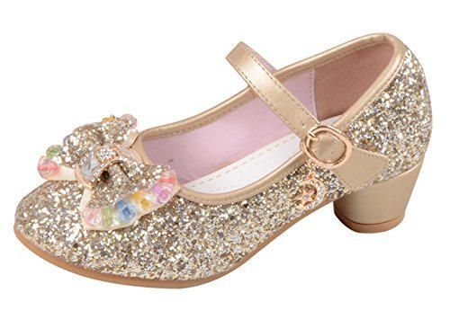La Vogue Zapatos Zapatilla con Lentejuela Para Niña Princesa Fiesta Dorado Color