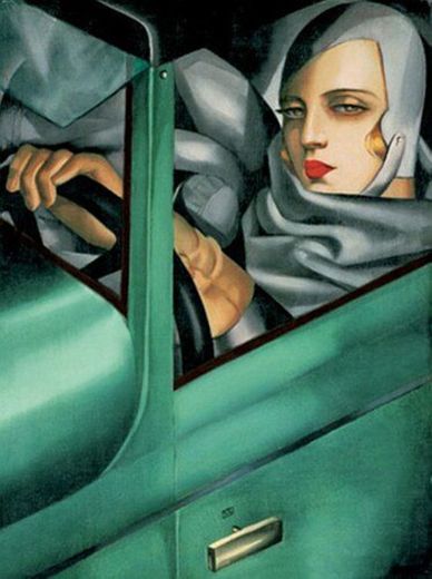 "Tamara en un Bugatti verde" de Tamara Lempicka