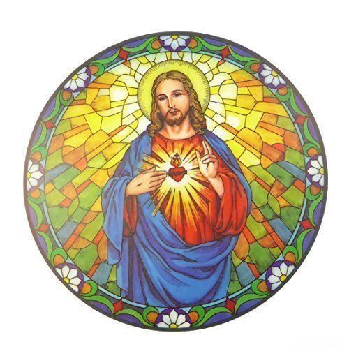 Sagrado Corazón de Jesús Atrapasol Vidriera Pegatina Reutilizable 6 Pulgadas Colector Sol