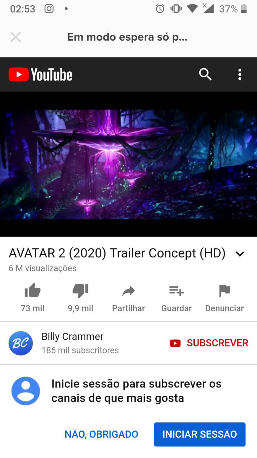 Película Em modo espera só podemos ver mesmo o trailer...