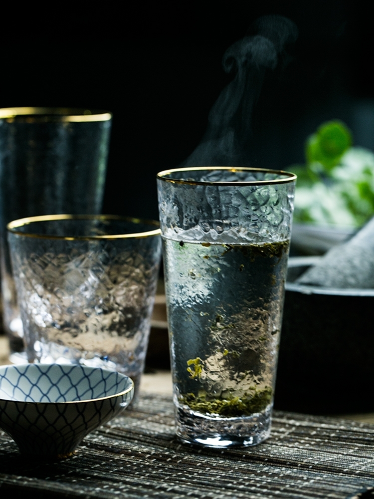 Ins gilt edged hammer cup, lead-free crystal glass, cold dri