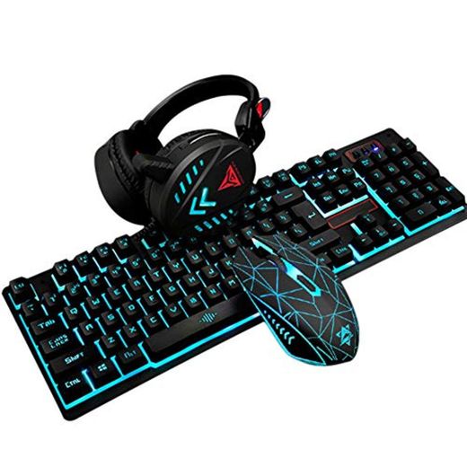 kangOnline Teclado para Juegos Auriculares para Mouse Alfombrilla para Mouse Juego de