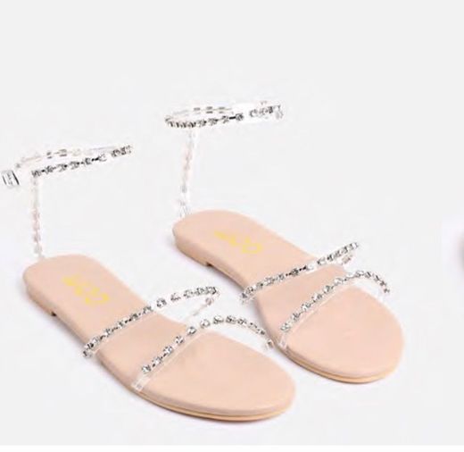 Lifestyle Diamante Detail Flat Gladiator Sandal In Nude Patent | EGO