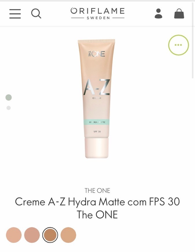 Productos Creme A-Z Hydra Matte com FPS 30 the one