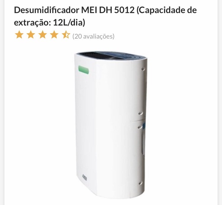 Fashion Desumidificador MEI DH 5012 (Capacidade de extração: 12L/dia ...