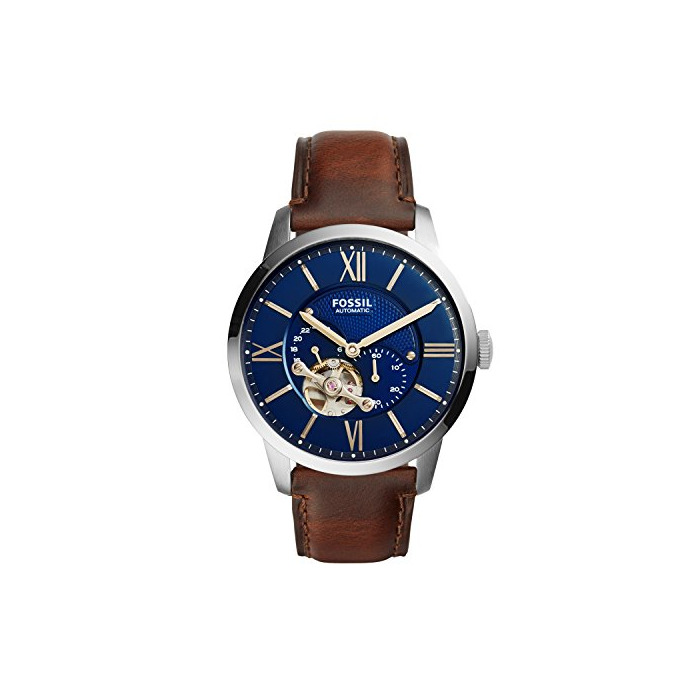 Social Fossil Reloj Analógico para Hombre de Mecánico con Correa en Cuero ME3110
