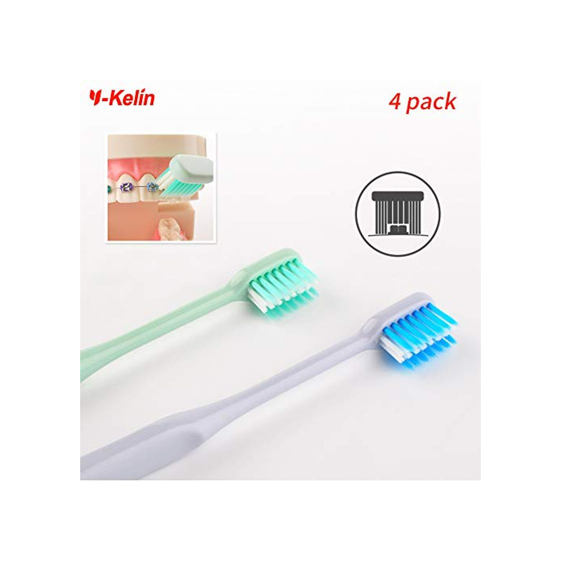 Product Y-Kelin - Cepillo de dientes ortodoncico en forma de U, 4 colores