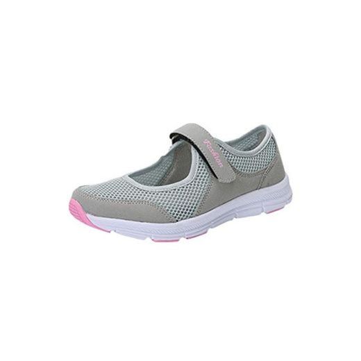 LANSKIRT Zapatillas Running de Mujer Sin Cordones Zapatos de Verano 2019 Velcro